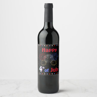 Happy 4 juli picknick en vuurwerk wijn etiket