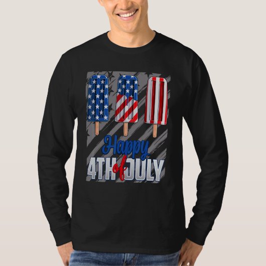 Happy 4-juli Popsicle Red White Blue American T-shirt (Voorkant)