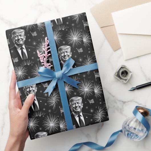 Happy 4 juli President Trump Vuurwerk Onafhankelij Cadeaupapier (Geschenken)
