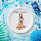 Happy 4 juli-puppy in Face Mask Papieren Bordje (Feest)