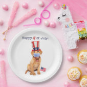 Happy 4 juli-puppy in Face Mask Papieren Bordje (Feest)