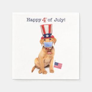 Happy 4 juli-puppy in Face Mask Servet