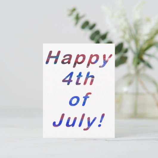 Happy 4 juli, Red Blue Blend Letters Briefkaart (Staand voorkant)