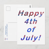 Happy 4 juli, Red Blue Blend Letters Briefkaart (Voorkant / Achterkant)