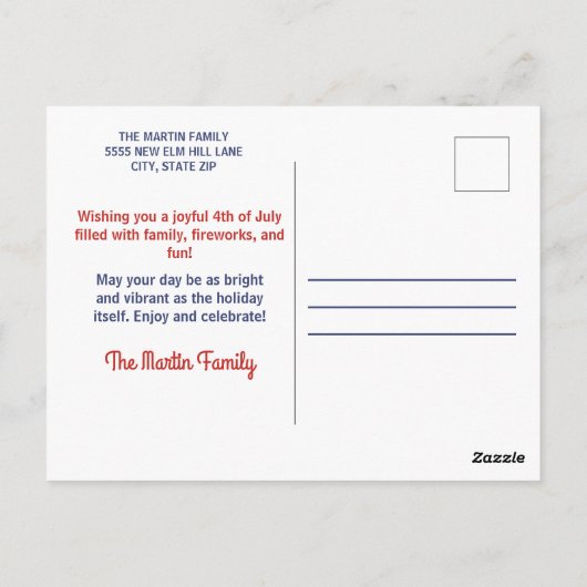 Happy 4 juli Schattigee Puppy Amerikaanse Vlag Briefkaart (Achterkant)