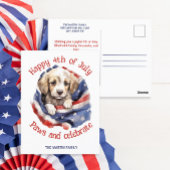 Happy 4 juli Schattigee Puppy Amerikaanse Vlag Briefkaart