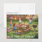 Happy 4 juli Stars and Stripes Briefkaart (Voorkant / Achterkant)