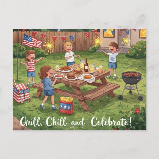 Happy 4 juli Stars and Stripes Briefkaart (Voorkant)