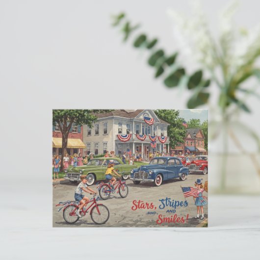 Happy 4 juli Stars and Stripes Briefkaart (Staand voorkant)