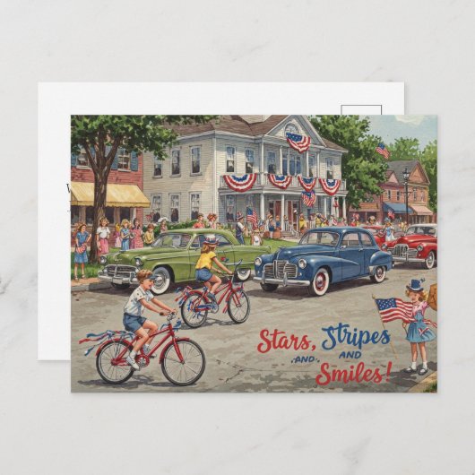 Happy 4 juli Stars and Stripes Briefkaart (Voorkant / Achterkant)