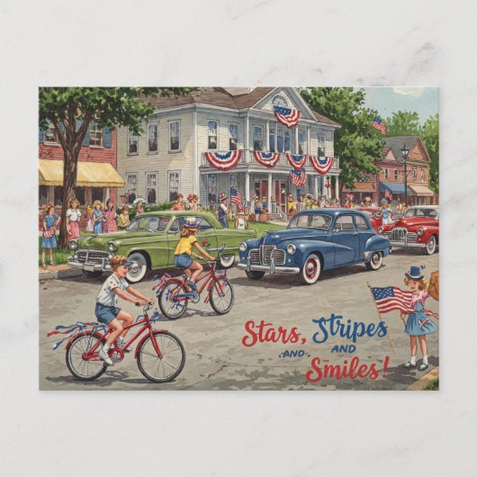 Happy 4 juli Stars and Stripes Briefkaart (Voorkant)