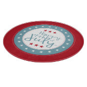 Happy 4 juli Stars Glass Cutting Board Snijplank (Hoek)
