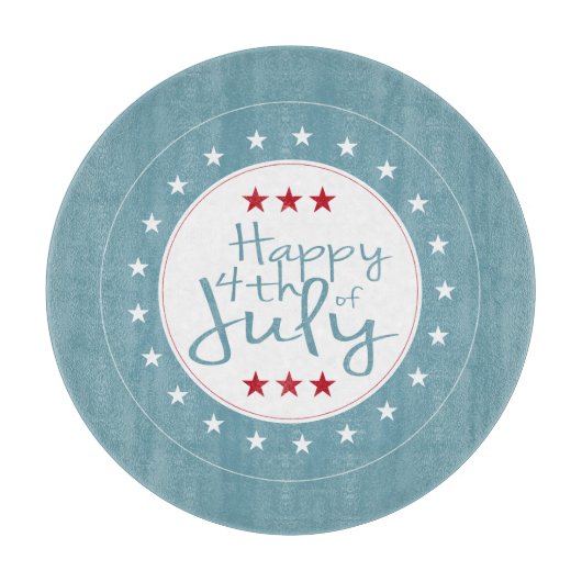 Happy 4 juli Stars Glass Cutting Board Snijplank (Voorkant)