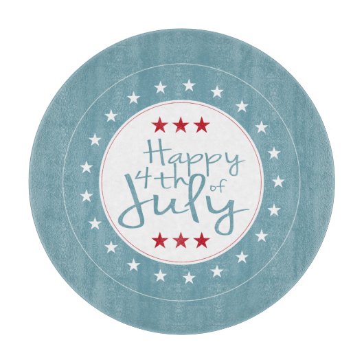 Happy 4 juli Stars Glass Cutting Board Snijplank (Voorkant)