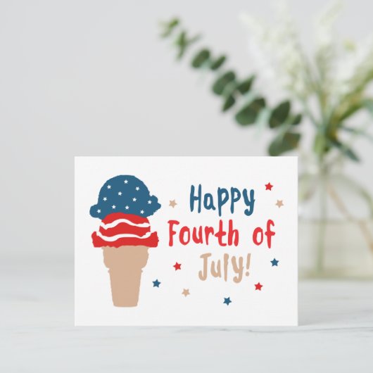 Happy 4 juli-sterren en Stripes Ice Cream Briefkaart (Staand voorkant)