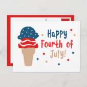 Happy 4 juli-sterren en Stripes Ice Cream Briefkaart (Voorkant / Achterkant)