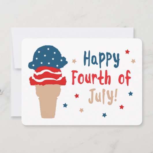 Happy 4 juli-sterren en Stripes Ice Cream Kaart (Voorkant)
