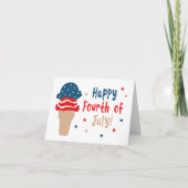 Happy 4 juli-sterren en Stripes Ice Cream Kaart (Voorkant)