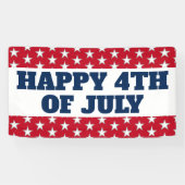 Happy 4 juli sterren en Stripes Red Blue Spandoek (Horizontaal)