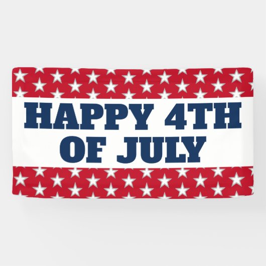 Happy 4 juli sterren en Stripes Red Blue Spandoek (Horizontaal)