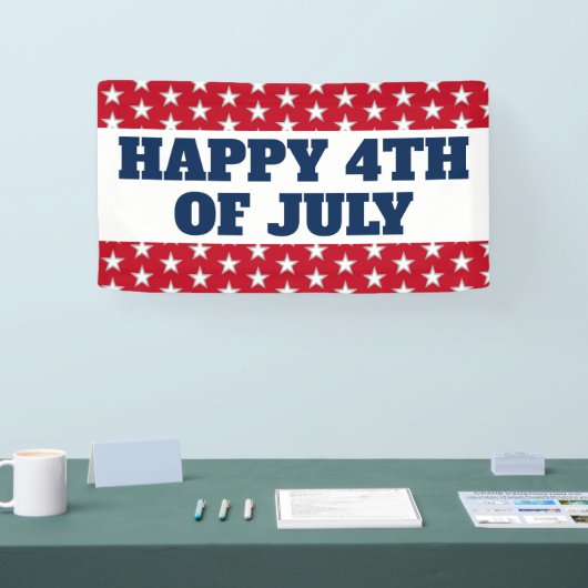 Happy 4 juli sterren en Stripes Red Blue Spandoek (Beurs)