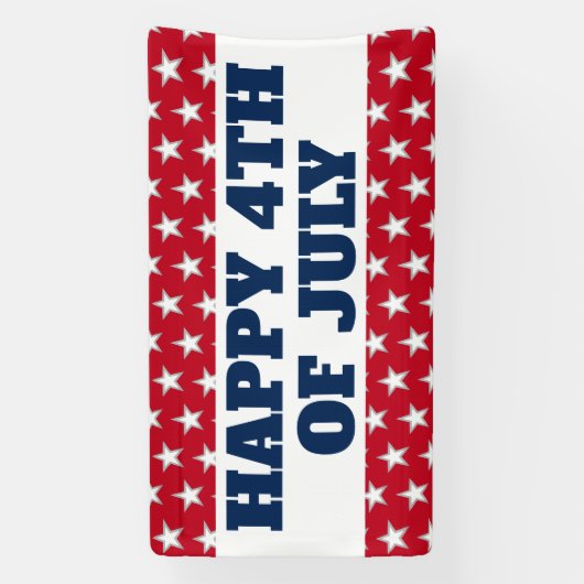 Happy 4 juli sterren en Stripes Red Blue Spandoek (Verticaal)