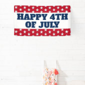 Happy 4 juli sterren en Stripes Red Blue Spandoek (Insitu)