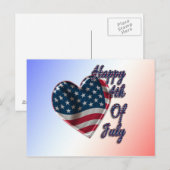 Happy 4 juli USA Flag Heart Briefkaart (Voorkant / Achterkant)