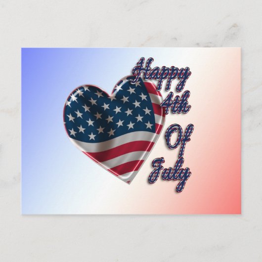 Happy 4 juli USA Flag Heart Briefkaart (Voorkant)