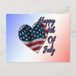 Happy 4 juli USA Flag Heart Briefkaart