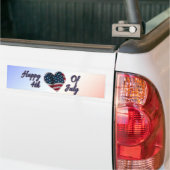 Happy 4 juli USA Flag Heart Bumpersticker (Op Truck)