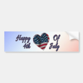 Happy 4 juli USA Flag Heart Bumpersticker