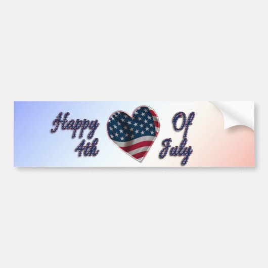 Happy 4 juli USA Flag Heart Bumpersticker (Voorkant)