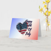 Happy 4 juli USA Flag Heart Kaart (Gele Bloem)
