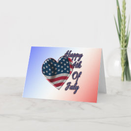 Happy 4 juli USA Flag Heart Kaart