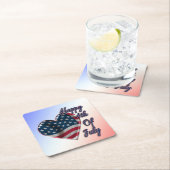 Happy 4 juli USA Flag Heart Kartonnen Onderzetters (Insitu)