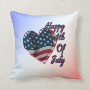 Happy 4 juli USA Flag Heart Kussen