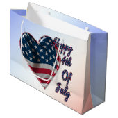 Happy 4 juli USA Flag Heart Large Cadeautasje (Voorkant Gekanteld)
