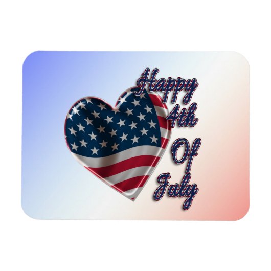 Happy 4 juli USA Flag Heart Magneet (Horizontaal)