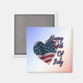 Happy 4 juli USA Flag Heart Magneet (Voorkant / Achterkant)