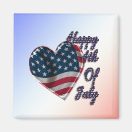 Happy 4 juli USA Flag Heart Magneet