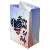 Happy 4 juli USA Flag Heart Medium Cadeauzakje (Achterkant Gekanteld)
