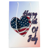 Happy 4 juli USA Flag Heart Medium Cadeauzakje (Voorkant)