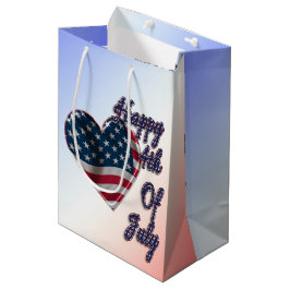 Happy 4 juli USA Flag Heart Medium Cadeauzakje