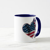 Happy 4 juli USA Flag Heart Mok (Voorkant rechts)