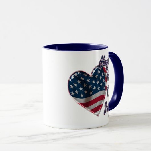 Happy 4 juli USA Flag Heart Mok (Voorkant rechts)