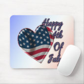 Happy 4 juli USA Flag Heart Muismat (Met muis)
