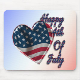 Happy 4 juli USA Flag Heart Muismat