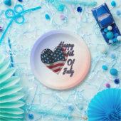 Happy 4 juli USA Flag Heart Papieren Bordje (Feest)