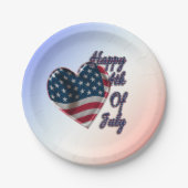 Happy 4 juli USA Flag Heart Papieren Bordje (Voorkant)